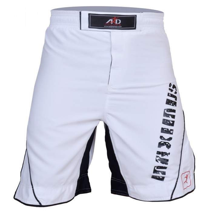 ARD CHAMPS MMA Fight Shorts UFC Cage Fight Clothing Grappling Thai Kick Boxing (White)